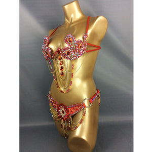 Samba Carnival Bra Belt Rainbow Stone C013-RYOAL BLUE & RED