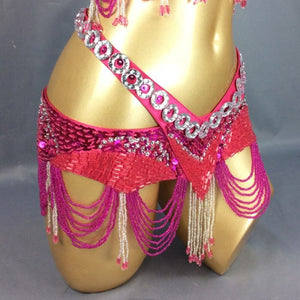 Sexy Women's beads sequins Belly Dance Costume Hip Scarf Wrap bellydance Belt with tassel bellydancing waist chain BELT250