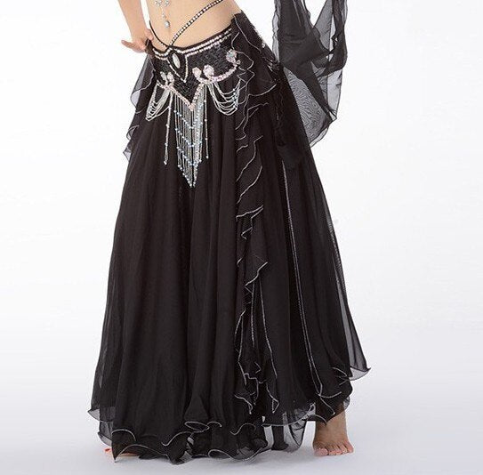 HOT SELLING BELLINGDANCING DRESS BELLY DANCE EAR SKIRT SLIT IN BOTH SIDE 11 COLOR IN SK29