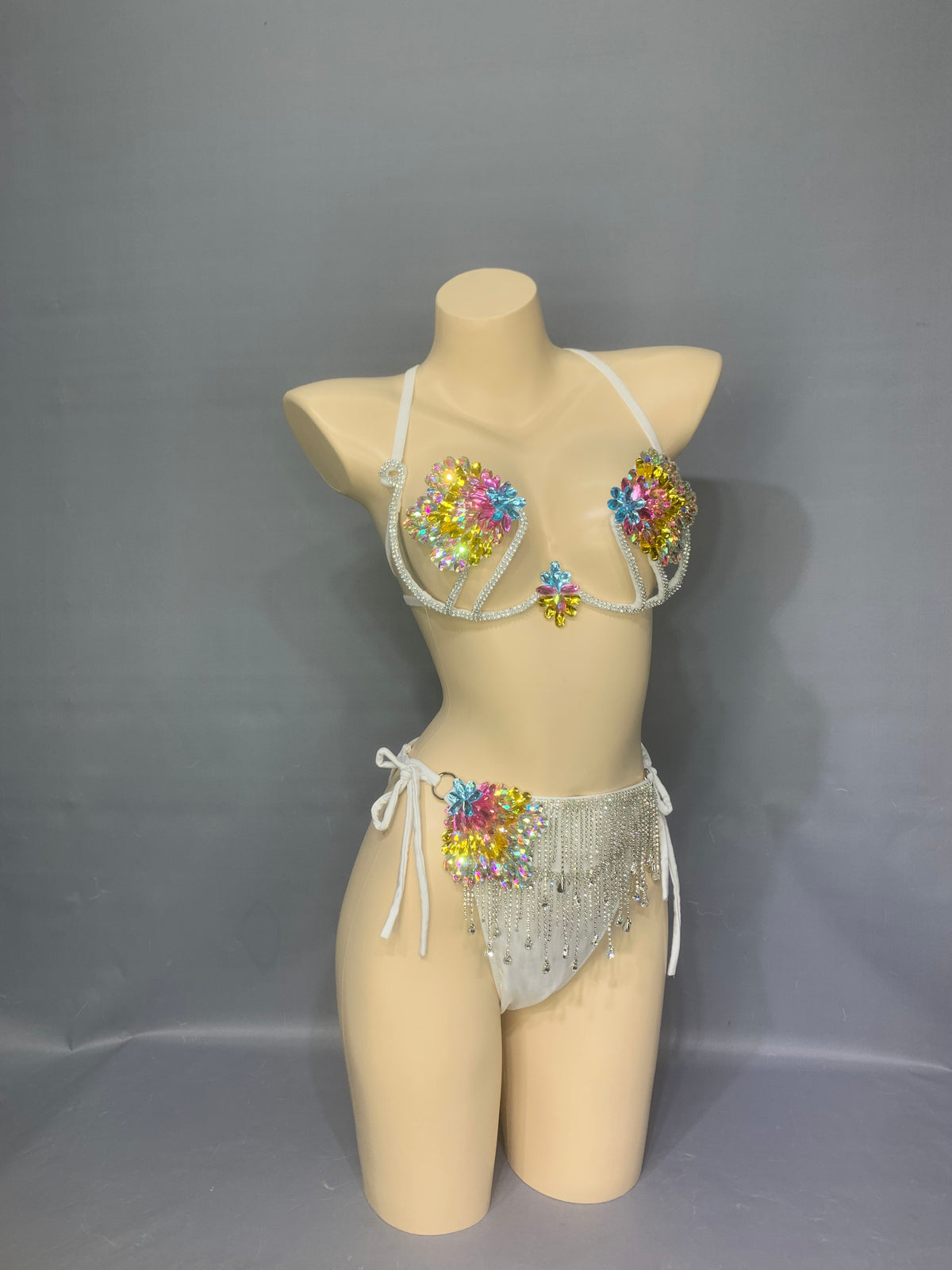 Samba Carnival Wire Bra And Panty Hand Beads Passista Pageant Cabaret Broadway Theater Mrdi Gras,Vegas Showgirl BP018