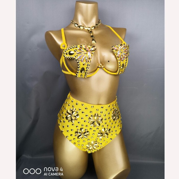 New Shining Fashion Belly dance costume Women Sexy Samba Carnival set Golden Wire Bra&Pants Samba Suit performance wear C024-1