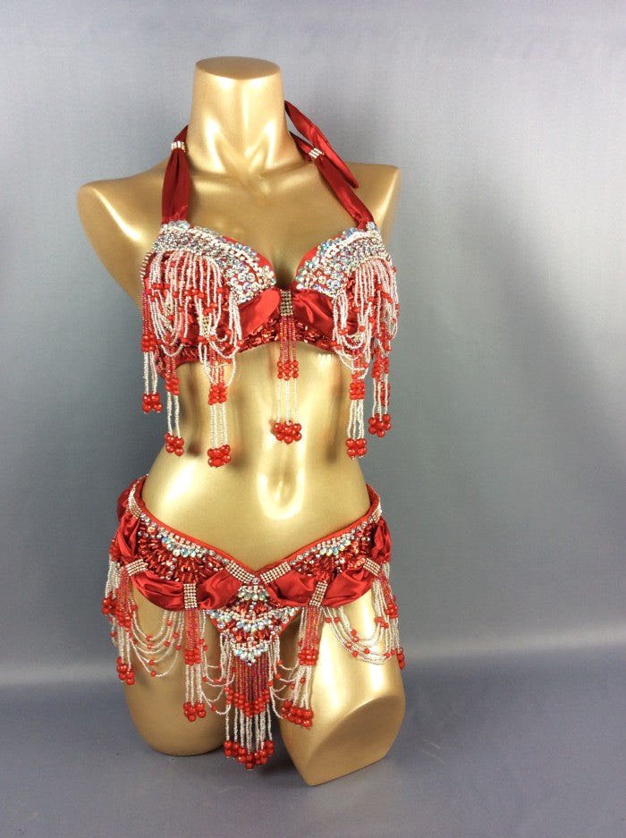 hot selling belly dancing performance costumes,handmade beading set bra&belt set TF1356