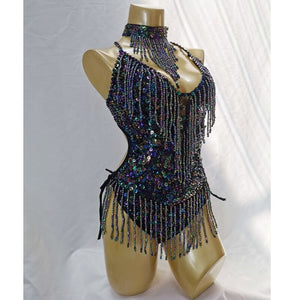 New Style One Piece Leotard Dancewear Bellydance Accessories Sexy Women beading Sequin Bodysuit Belly Dancing Costume Adult BS02