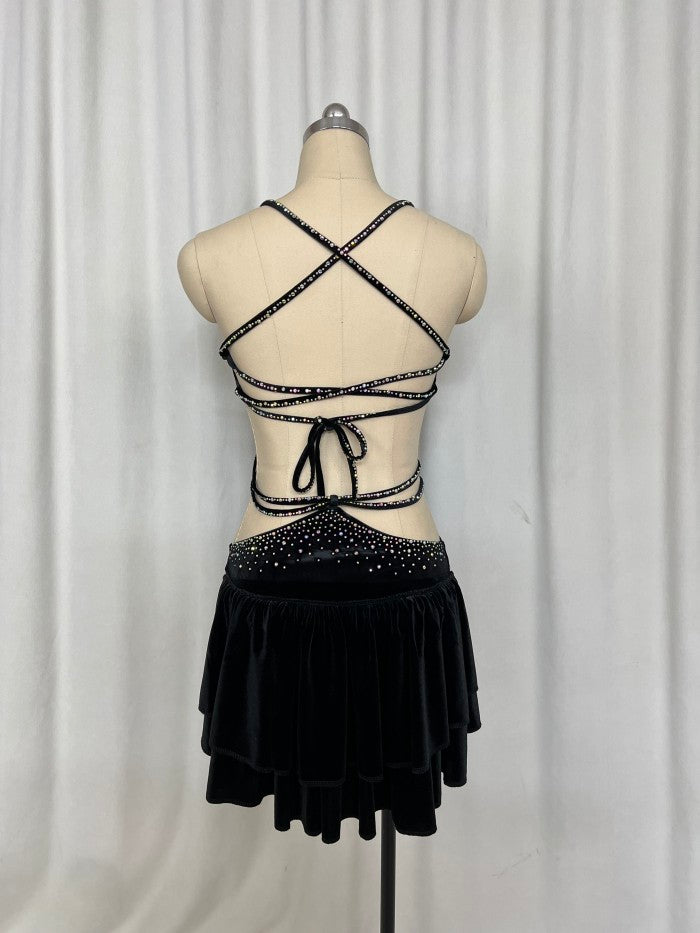 Long kimono coat stage performance costumes and black velvet dress