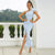 One-Shoulder Light Blue Bodycon Dress with Mesh Patchwork and Ruffled Fishtail Hem