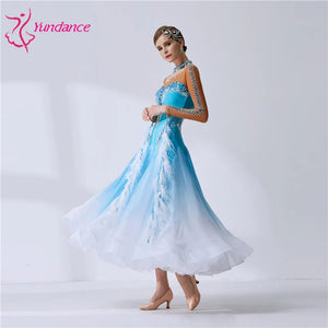 Women's Ballroom Dance Dress Long Sleeve Lace Black For Waltz Tango Competition