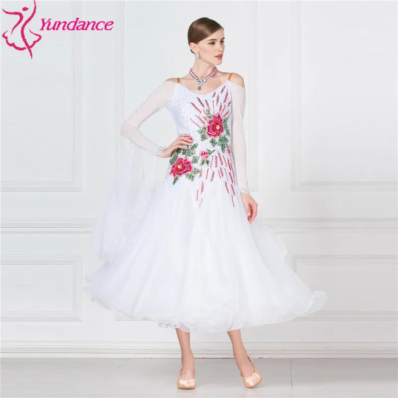 Ballroom Dance Competition Dress In White For Adult Women