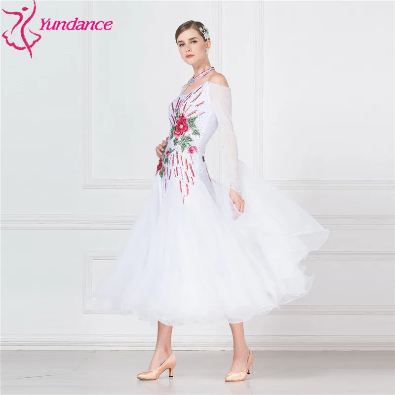 Ballroom Dance Competition Dress In White For Adult Women