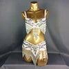 Women's Black & Silver Beaded Sequin Fringe Belly Dance Costume Set