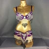 Women's Black & Silver Beaded Sequin Fringe Belly Dance Costume Set