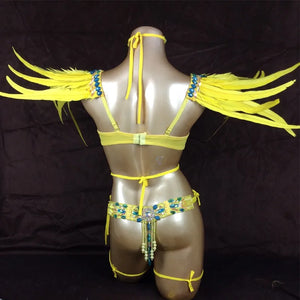 hot selling Sexy Samba Rio Carnival Costume yellow Feather Head piece C1508 (yellow)