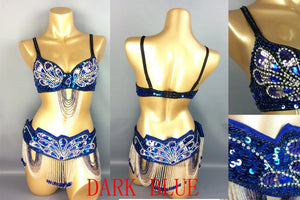 new design-butterfly women belly dance costume wear BRA+belt 2piece/set ,accept any size TF1359