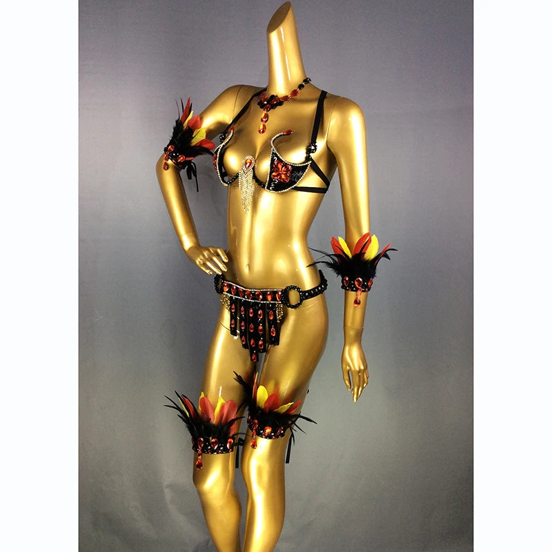 new design top grade Women belly dance Samba Carnivel RIO Crystal Bra Costume Outfit Showgirl dancer costume C017