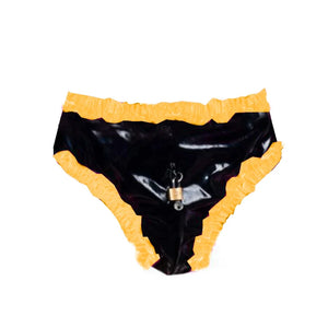 Lockable Men’s PVC Briefs Ruffled Thongs Crossdress Costume Panties Multi-Color Lingerie