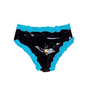 Lockable Men’s PVC Briefs Ruffled Thongs Crossdress Costume Panties Multi-Color Lingerie