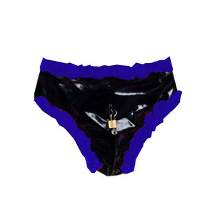 Lockable Men’s PVC Briefs Ruffled Thongs Crossdress Costume Panties Multi-Color Lingerie