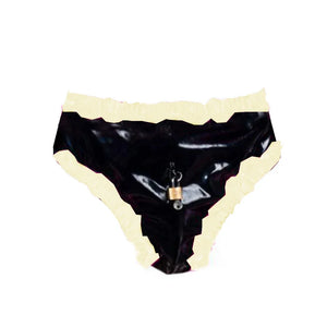 Lockable Men’s PVC Briefs Ruffled Thongs Crossdress Costume Panties Multi-Color Lingerie