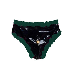 Lockable Men’s PVC Briefs Ruffled Thongs Crossdress Costume Panties Multi-Color Lingerie