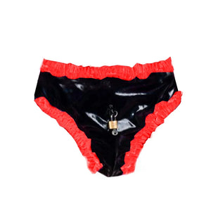 Lockable Men’s PVC Briefs Ruffled Thongs Crossdress Costume Panties Multi-Color Lingerie