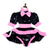 Men's Shiny PVC Lockable Maid Dress Short Sleeve Uniform Costume with Belt and Panties Multi-Color