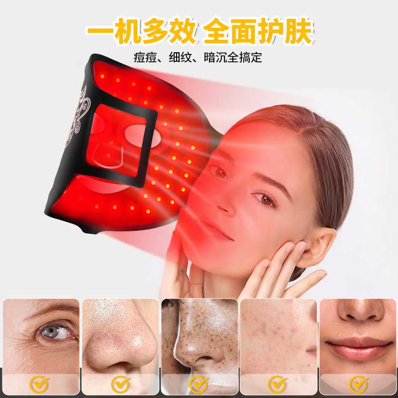 Led Color Light Therapy Mask Silicone Photon Facial Rejuvenation Device Red Blue Light Beauty Mask Home Use Skin Care Mask