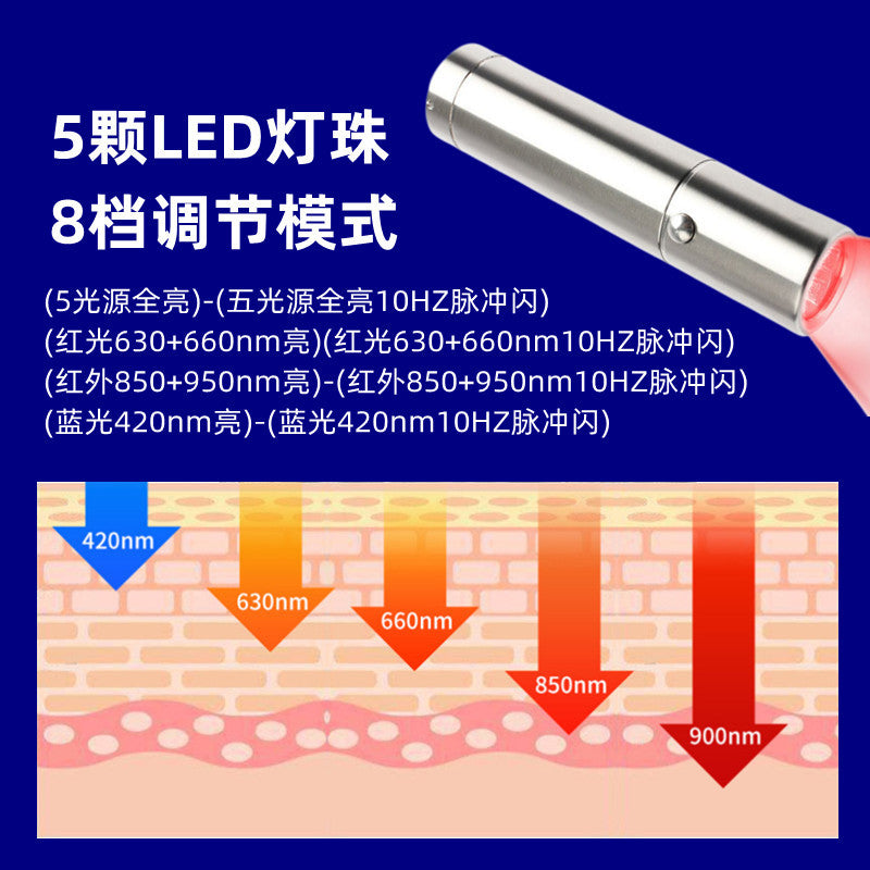 5 Led Red Light Therapy Flashlight Infrared Therapy Lamp Handheld Red Light Therapy Device Beauty Pen