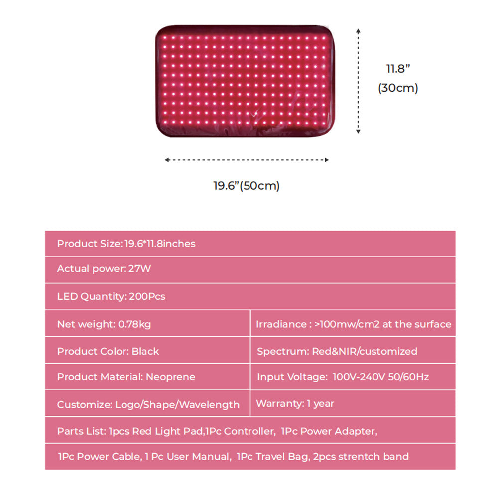 Red Light Therapy Belt Red Light Waist Belt Red Light Cushion Infrared Mattress Pad