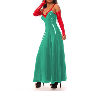 S-7XL Faux Latex Sweetheart Sleeveless Ankle-Length PVC Dress Multi-Color Club Party Street Outfit