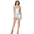 Silver Halter Mini Dress with Crystal Chain Neckline, Sleeveless Backless Party Dress