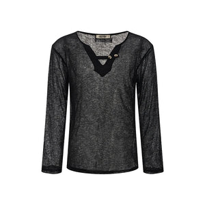 Men's Beige Ribbed Henley Long Sleeve Shirt with Black Wide-Leg Pants - Hip-Hop Dancewear