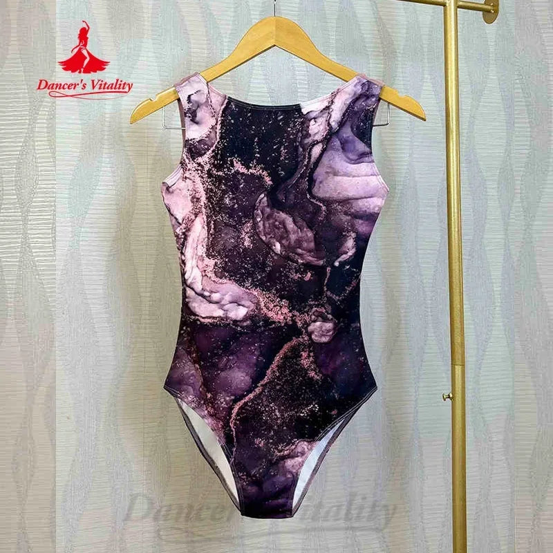 Dance Leotard Women's Multi-color Floral Print Spandex Sleeveless High-Cut Leotard for Ballet Jazz Contemporary Dance