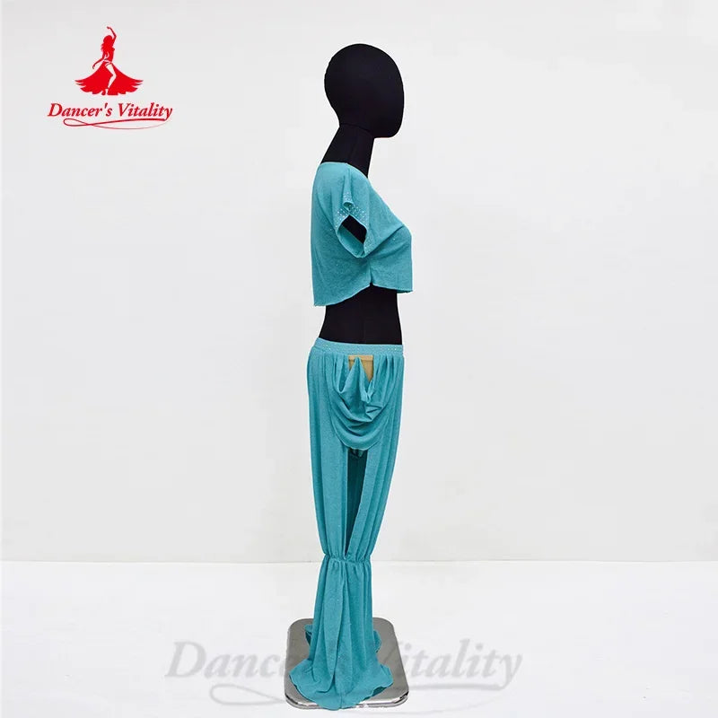 Children's Belly Dance Practice Set With Short-Sleeve Top And Pants, 2-Piece