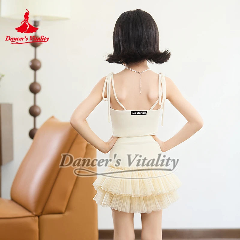 Girls Black Lace Crop Top and Tulle Skirt Latin Dance Costume - Dancer's Vitality