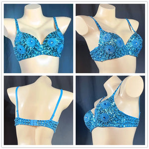Sequin Beaded Dance Bra Top, Women's, Pink, Blue, Purple, Black, Embellished, Belly Dance