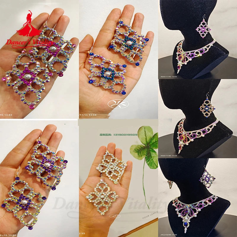 Dance Earrings Women's Iridescent AB Rhinestone Hoop Earrings, Ballroom Latin Salsa Dance Jewelry