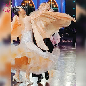 Women's Standard Ballroom Waltz Dress With Rhinestones Multicolor For Competition Performance