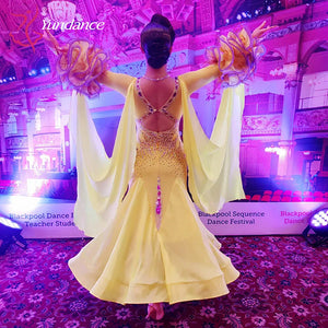 Women's Custom Ballroom Dance Competition Dress Stretch Fabric For Blackpool