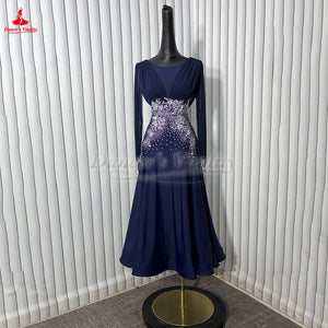 Women's Ballroom Dance Dress With Long Sleeves For Practice Or Competition