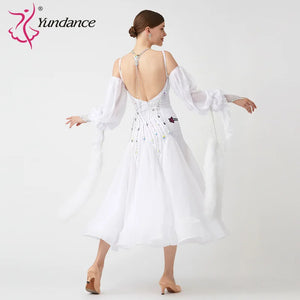 Women's Standard Ballroom Waltz Dress With Rhinestones in Multicolor for Competition