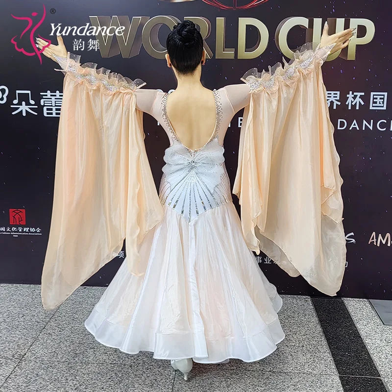 Women's Standard Ballroom Waltz Dress With Rhinestones Multicolor For Competition Performance
