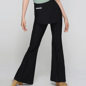 Women's White, Light Green, Black, and Gray Short Sleeve Mock Neck Dance Top with Flared Dance Pants