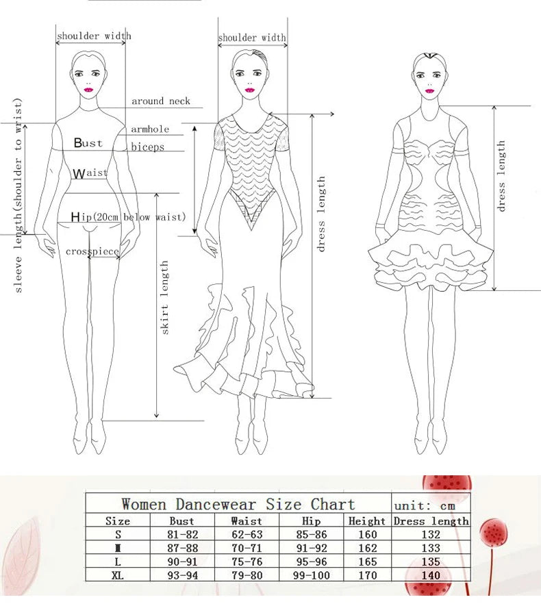 Women's Ballroom Dance Skirt International Standard Chiffon For Practice And Performance