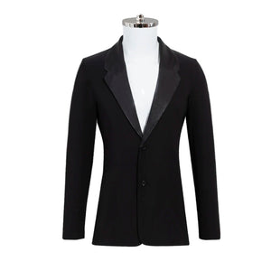 Men's Black Satin Lapel Ballroom Dance Jacket - Modern Fit
