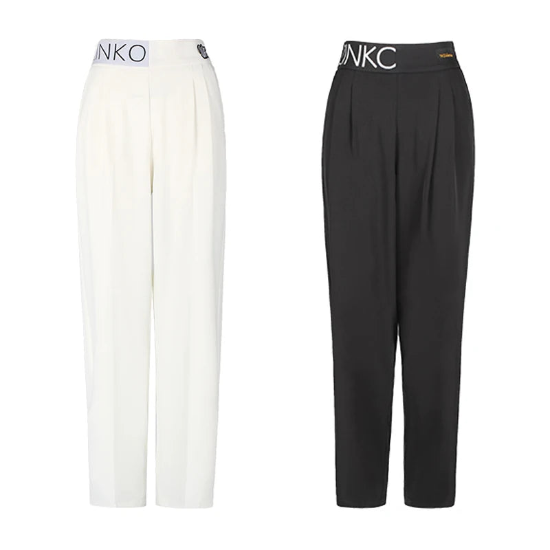 Women's Black Cut-Out Long Sleeve Crop Top and Pleated Wide Leg Dance Pants Set, Pinko Branded
