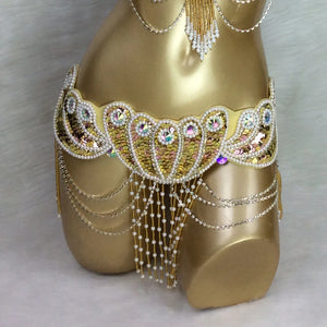 Belly Dance Hip Scarf, Women's Multi-Color Sequin & Bead Fringe Hip Scarf, Tribal Fusion Dance Costume Accessory