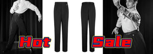 Dance Pants Men's Black Drawstring Pleated Logo Detail Loose Fit Ballroom Latin
