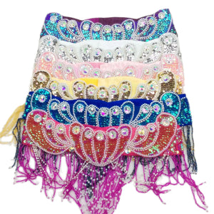 Belly Dance Hip Scarf, Women's Multi-Color Sequin & Bead Fringe Hip Scarf, Tribal Fusion Dance Costume Accessory