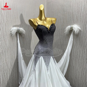 Women's Ballroom Standard Dance Dress Sleeveless Full Swing Skirt For Competition