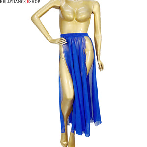 Dance Skirt Women's Red, Blue, Green Sheer Chiffon High Slit Maxi Skirt for Belly Dance