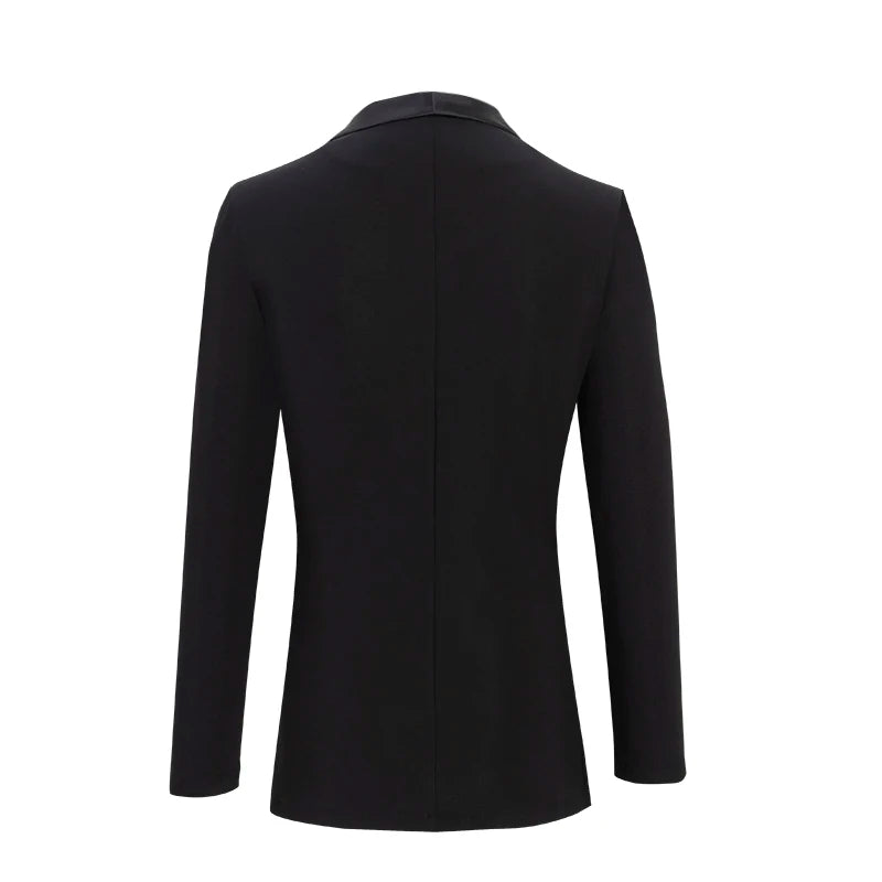 Men's Black Satin Lapel Ballroom Dance Jacket - Modern Fit